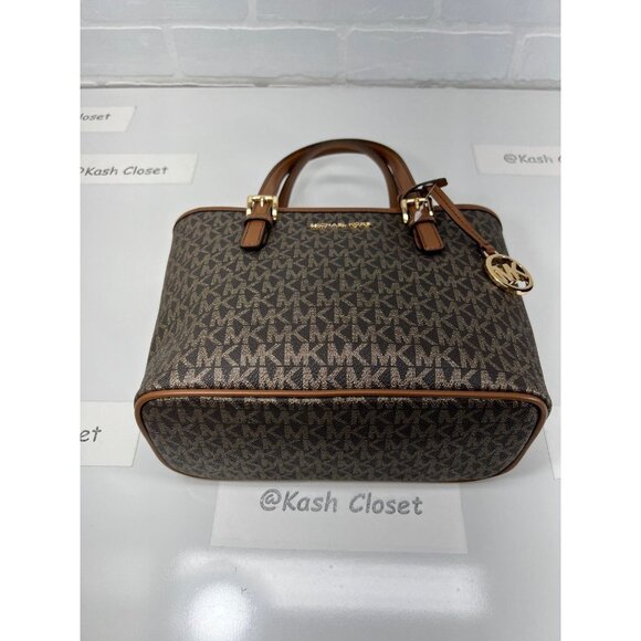 Michael Kors tote carryall handbag xs convertible top zip crossbody brown gold - Picture 9 of 9